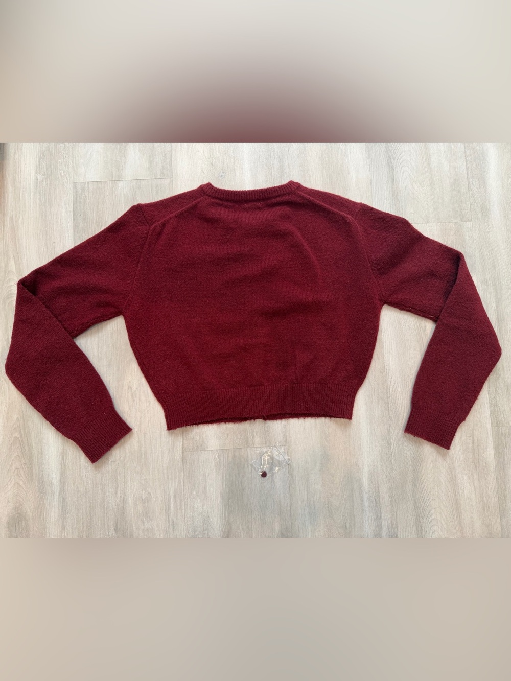 Garage Cropped Cardigan Sweater - Burgundy - Picture 9 of 9